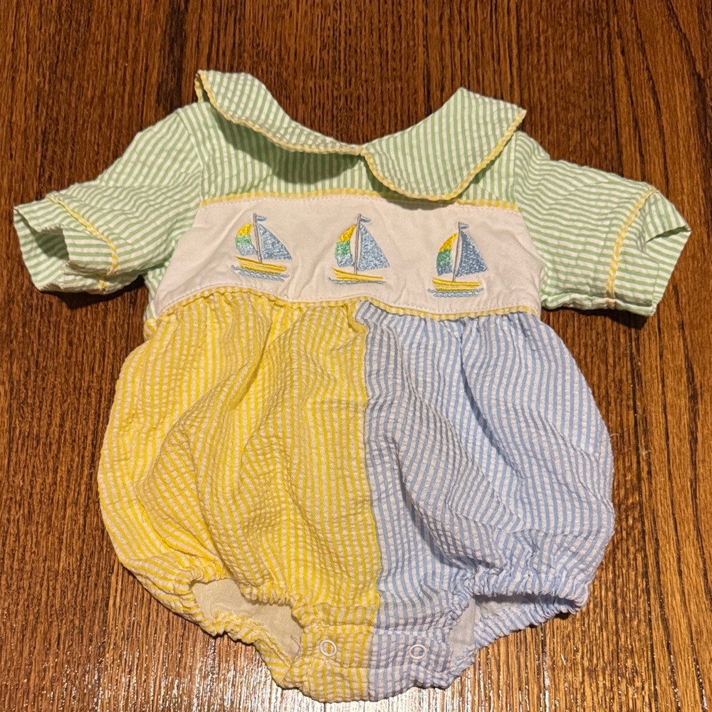 Striped Sailboat Kids One Piece